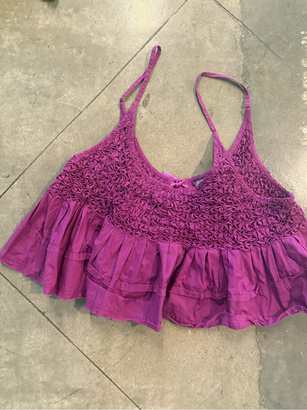 Anthropologie Purple Smocked Ruffle Camisole